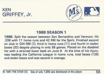 1991 Star Platinum #56 Ken Griffey Jr. Back