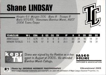 2005 Grandstand Tri-City Dust Devils #22 Shane Lindsay Back