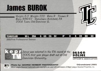 2005 Grandstand Tri-City Dust Devils #23 James Burok Back