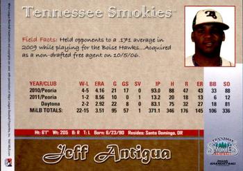 2012 Grandstand Tennessee Smokies #NNO Jeff Antigua Back