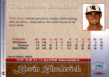 2012 Grandstand Tennessee Smokies #NNO Kevin Rhoderick Back