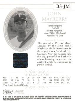 2005 Bowman Sterling #BS-JM John Mayberry Jr. Back