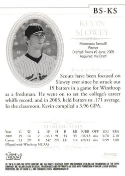 2005 Bowman Sterling #BS-KS Kevin Slowey Back