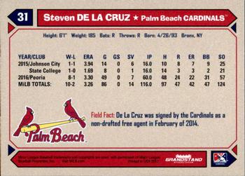 2017 Grandstand Palm Beach Cardinals #NNO Steven De La Cruz Back
