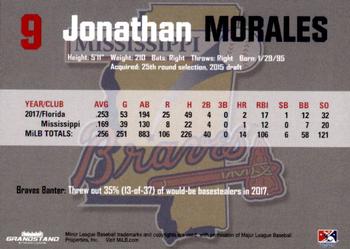 2018 Grandstand Mississippi Braves #NNO Jonathan Morales Back