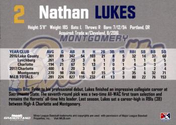 2018 Grandstand Montgomery Biscuits #19 Nathan Lukes Back