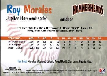 2018 Grandstand Jupiter Hammerheads #24 Roy Morales Back