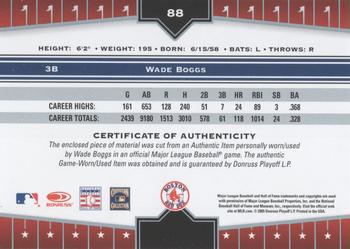 2005 Donruss Champions - Impressions Material #88 Wade Boggs Back