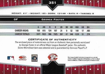 2005 Donruss Champions - Impressions Material #351 George Foster Back