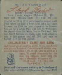 1949 Bowman #119 Floyd Baker Back