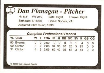 1992 Cal League All-Stars #7 Dan Flanagan Back