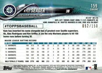 2018 Topps Chrome - Blue Refractor #159 Kyle Seager Back