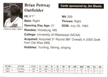 2005 Auburn Doubledays #24 Brian Pettway Back