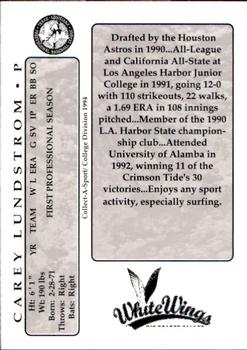 1994 Collect-A-Sport Rio Grande Valley WhiteWings #15 Carey Lundstrom Back
