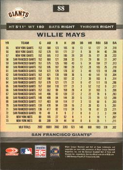 2005 Donruss Greats #88 Willie Mays Back