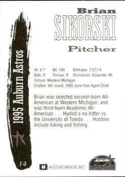 1995 Multi-Ad Auburn Astros #14 Brian Sikorski Back