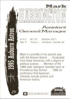 1995 Multi-Ad Auburn Astros #29 Mark Harrington Back