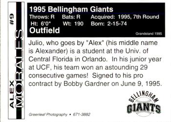 1995 Bellingham Giants #9 Alex Morales Back