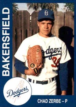1993 Cal League Bakersfield Dodgers #27 Chad Zerbe Front