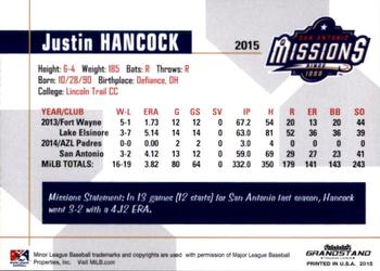 2015 Grandstand San Antonio Missions #14 Justin Hancock Back