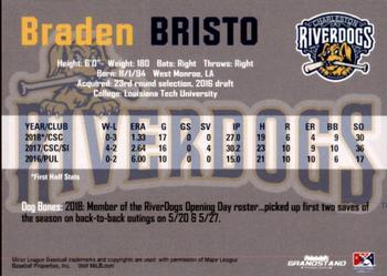2018 Grandstand Charleston RiverDogs #NNO Braden Bristo Back