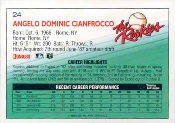 1992 Donruss The Rookies #24 Archi Cianfrocco Back