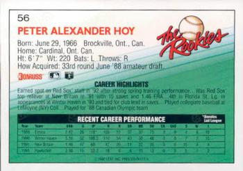 1992 Donruss The Rookies #56 Peter Hoy Back