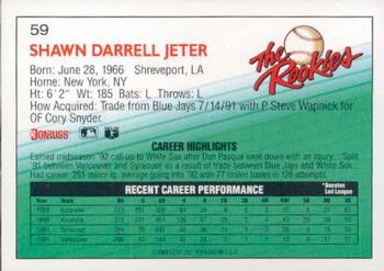1992 Donruss The Rookies #59 Shawn Jeter Back