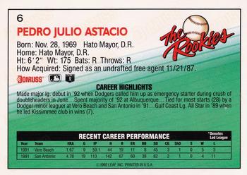 1992 Donruss The Rookies #6 Pedro Astacio Back