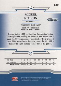 2005 Donruss Throwback Threads #139 Miguel Negron Back