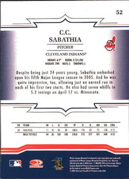 2005 Donruss Throwback Threads #52 C.C. Sabathia Back