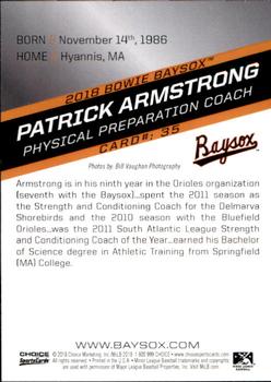 2018 Choice Bowie Baysox #35 Patrick Armstrong Back