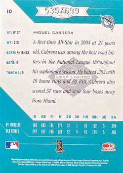 2005 Leaf Limited #10 Miguel Cabrera Back