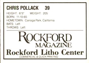 1988 Litho Center Rockford Expos #30 Chris Pollack Back