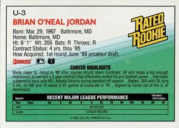 1992 Donruss - Update #U-3 Brian Jordan  Back
