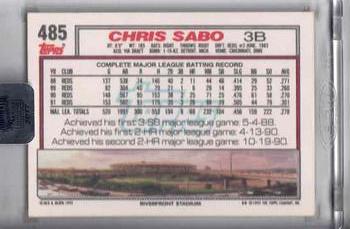 2017 Topps Archives Signature Series Postseason - Chris Sabo #485 Chris Sabo Back