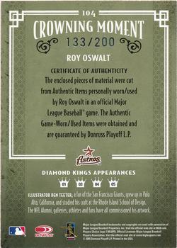 2005 Donruss Diamond Kings - Materials Bronze #104 Roy Oswalt Back
