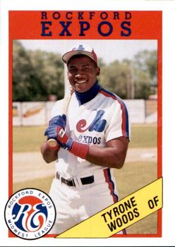 1990 Litho Center Rockford Expos #29 Tyrone Woods Front