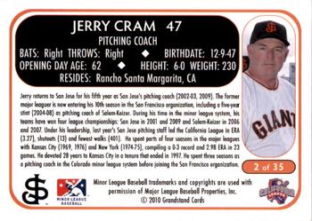 2010 Grandstand San Jose Giants #2 Jerry Cram Back