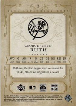 2005 SP Legendary Cuts #2 Babe Ruth Back