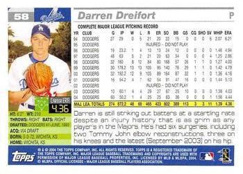 2005 Topps #58 Darren Dreifort Back