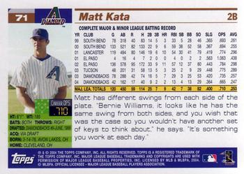 2005 Topps #71 Matt Kata Back
