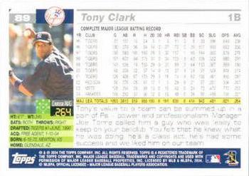 2005 Topps #89 Tony Clark Back