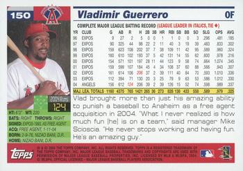 2005 Topps #150 Vladimir Guerrero Back