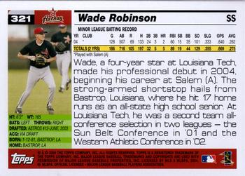 2005 Topps #321 Wade Robinson Back