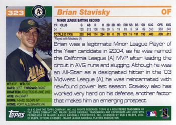 2005 Topps #323 Brian Stavisky Back