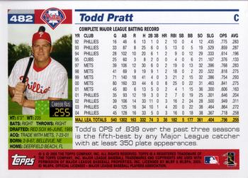 2005 Topps #482 Todd Pratt Back