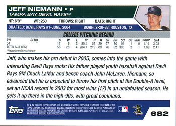 2005 Topps #682 Jeff Niemann Back