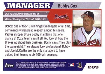 2005 Topps #269 Bobby Cox Back