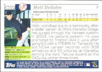2005 Topps #307 Matt DeSalvo Back